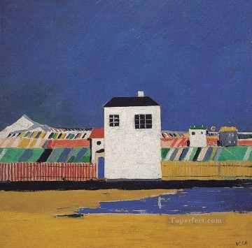 カジミール・マレーヴィチ Painting - 白い家のある風景 1929年 カジミール・マレーヴィチ